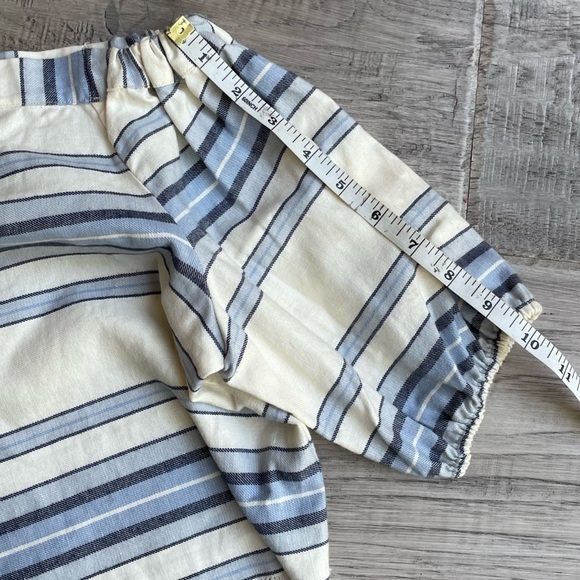 Lemlem Halima Crop Top Striped Off The Shoulder Linen/Cotton Off White/Blue SZ M - Picture 16 of 16